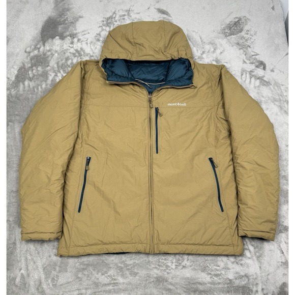 Montbell Colorado Down Puffer Parka Mens XL Reversible Hooded Coat 650 Nylon Ski